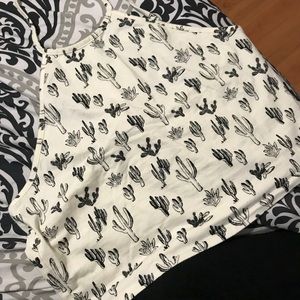 Plus Size Black and White Cactus Crop Top